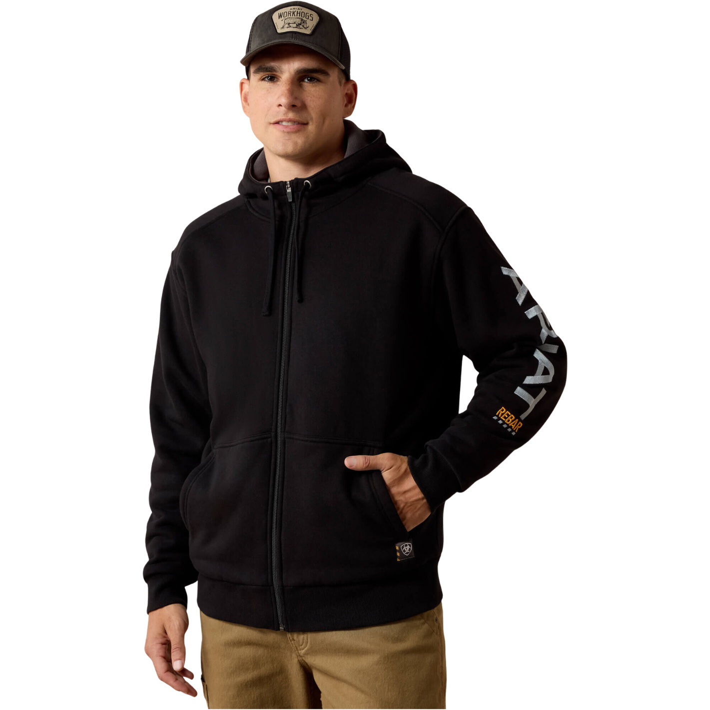 2026 Ariat Mens Rebar All-Weather Full Zip Hoodie 10027833 - Black